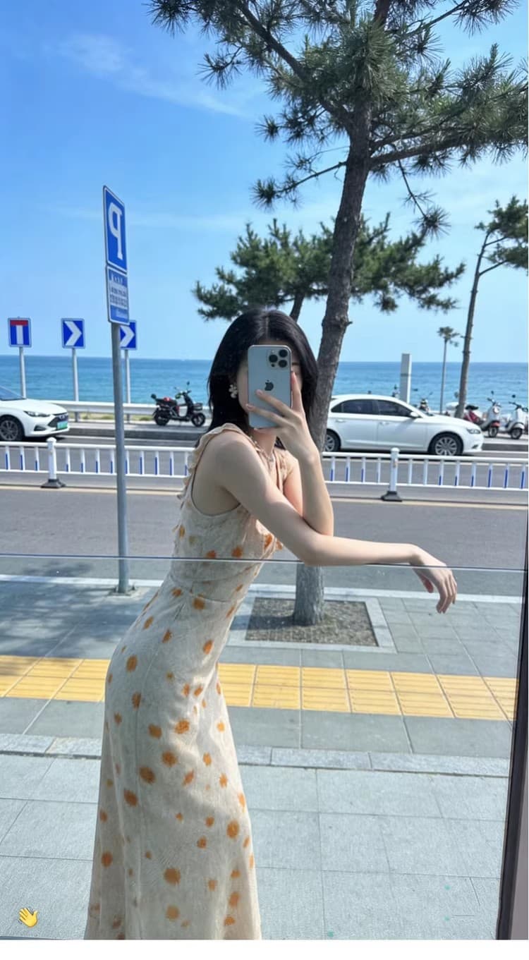 프랑스식 작은 날다 소매 황색 꽃무늬 슬립 드레스 아이들 2026 봄 여름 새로운 해변가 휴가 허리 수축 롱 스커트 상세 이미지 3