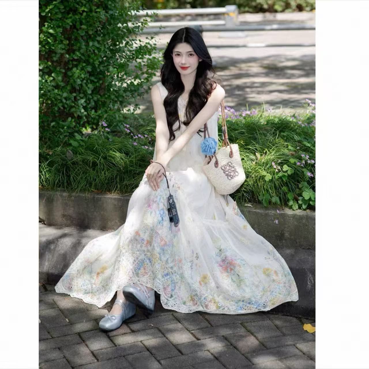 휴가 바람 조끼 여성 드레스 2026 여름 새로운 프랑스식 길다 치마 자이언트 잘 생긴 품격 작은 키 허리 수축 상세 이미지 4