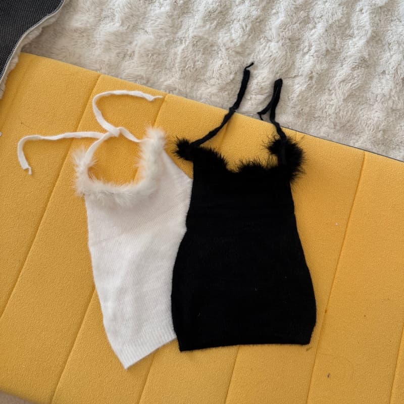 실사 순수한 욕망 핫걸 모피 행침 목 백리스 순수한 캐미솔 맨위 여성 이미지 5