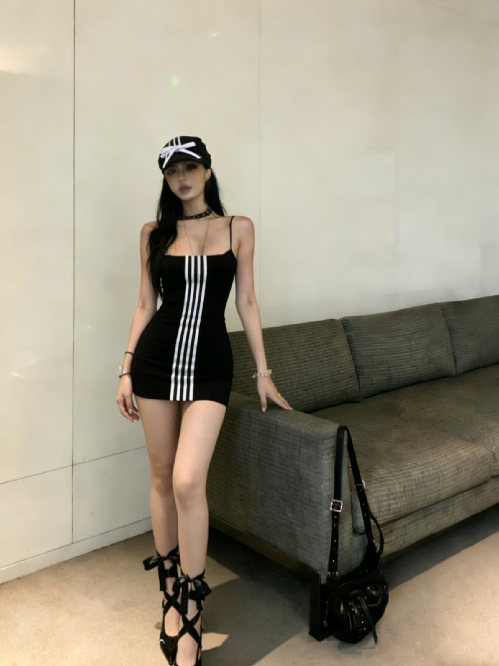 실사 운동 캐주얼 바람 핫걸 슬립 몸매 가꾸기 타이트 스커트 패션 미니멀리즘 섹시함 여성 드레스 상세 이미지 14