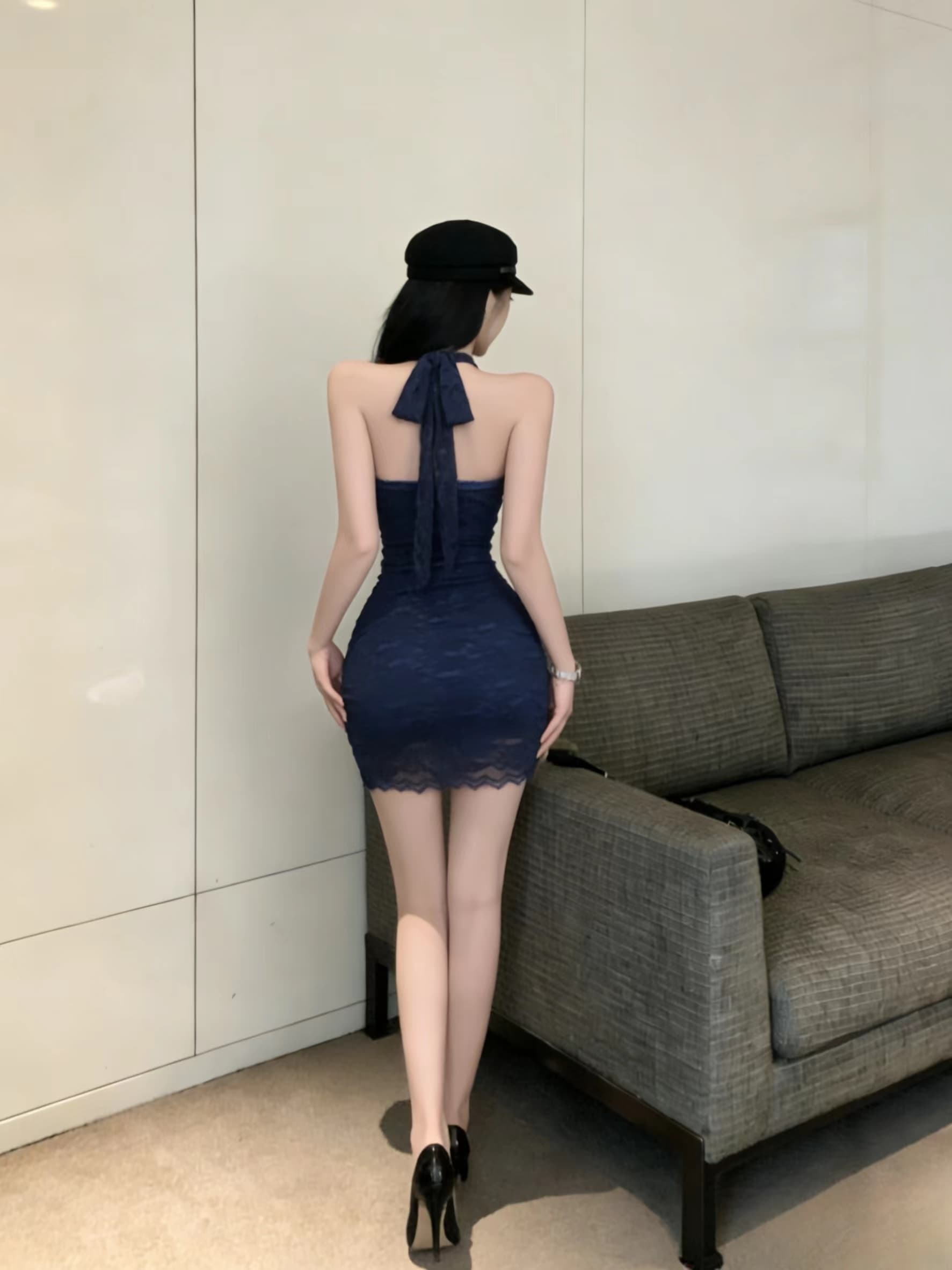 실사 레이스 몸매 가꾸기 타이트 스커트 민소매 레트로 치파오 섹시함 핫걸 여성 드레스 상세 이미지 6