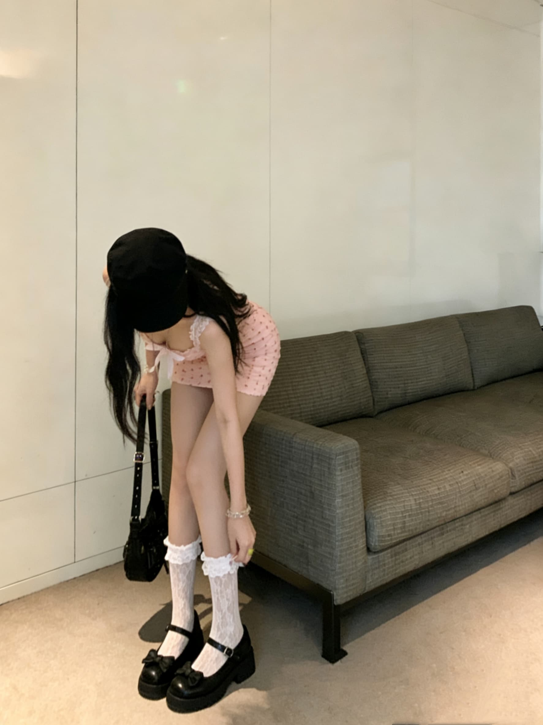 실사 얇은 스타일 섹시함 순수한 욕망 핑크색 달콤한 매운맛 몸매 가꾸기 타이트 스커트 민소매 레이스 조각 여성 드레스 상세 이미지 3