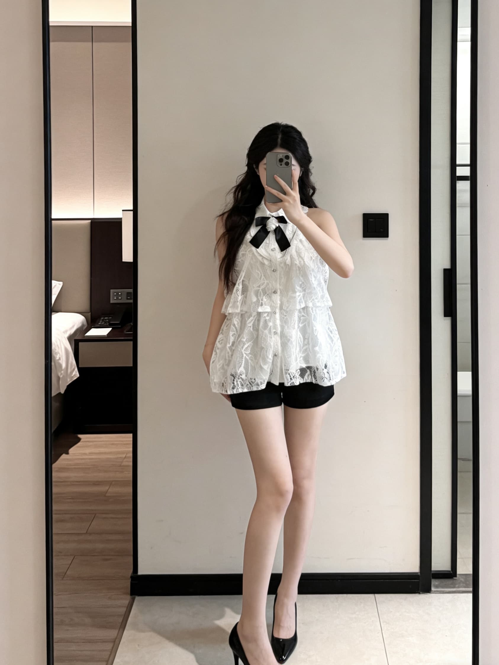 실사 민소매 루즈핏 셔츠 칼라 인형 품격 작은 샤넬 스타일 맨위 여성 레이스 패션 여성 상세 이미지 14