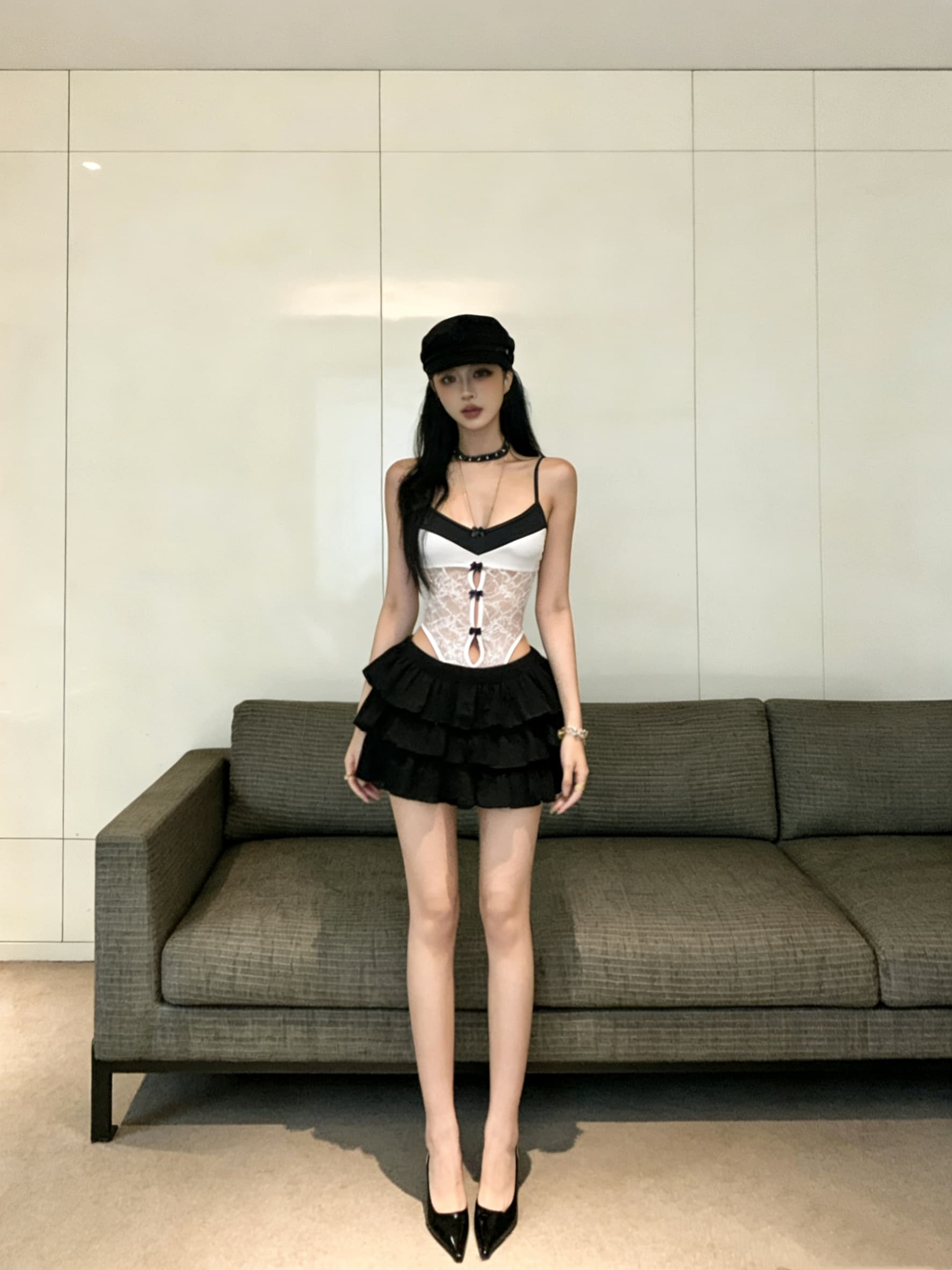 실사 레이스 섹시함 핫걸 패치워크 슬립 유럽과 미국 핫걸 올인원 의류 슬립 맨위 여성 상세 이미지 14