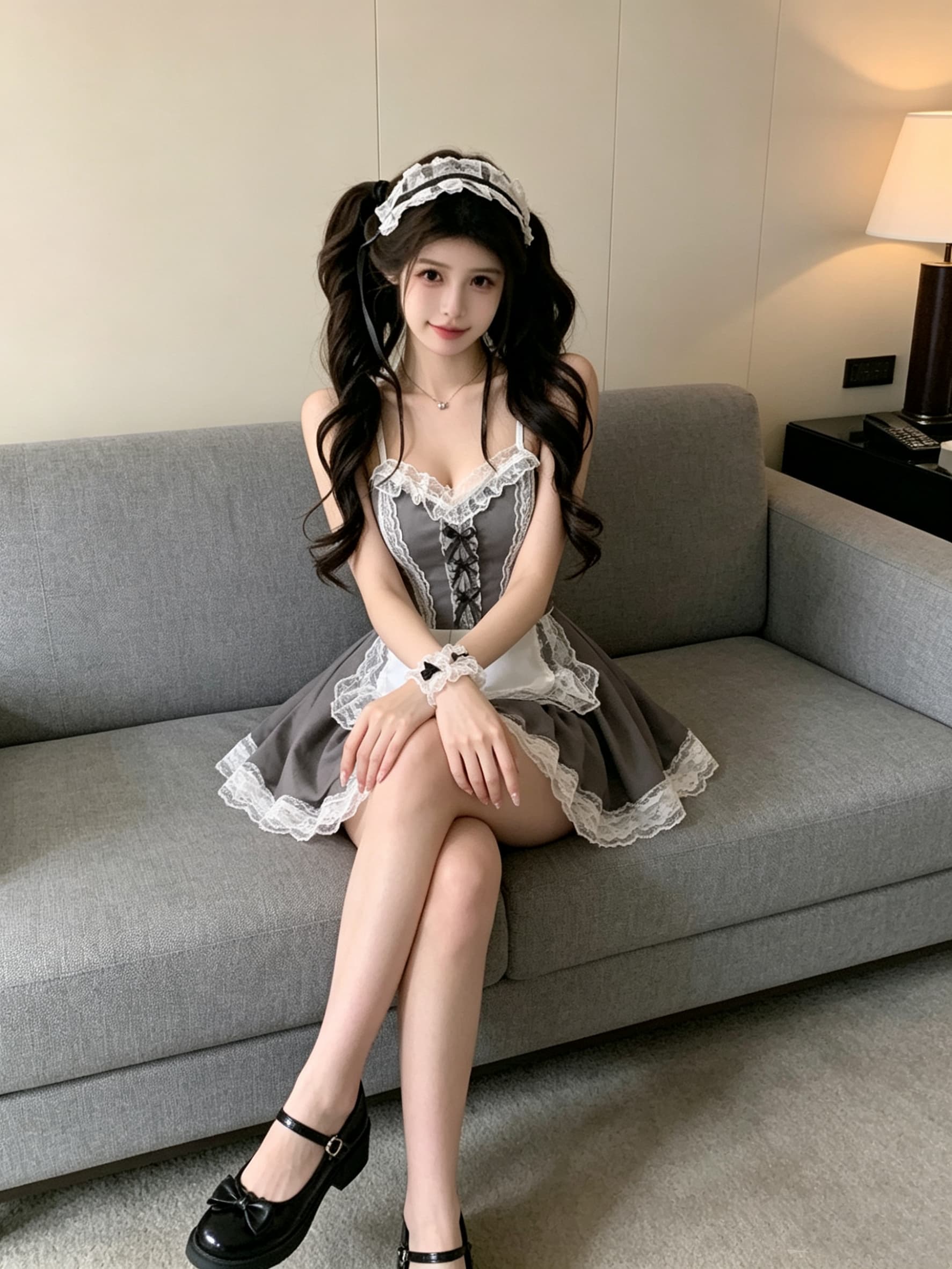 실사 순수한 욕망 귀여운 핫걸 수리 허리 슬립 초단 섹시함 여성 드레스 상세 이미지 4