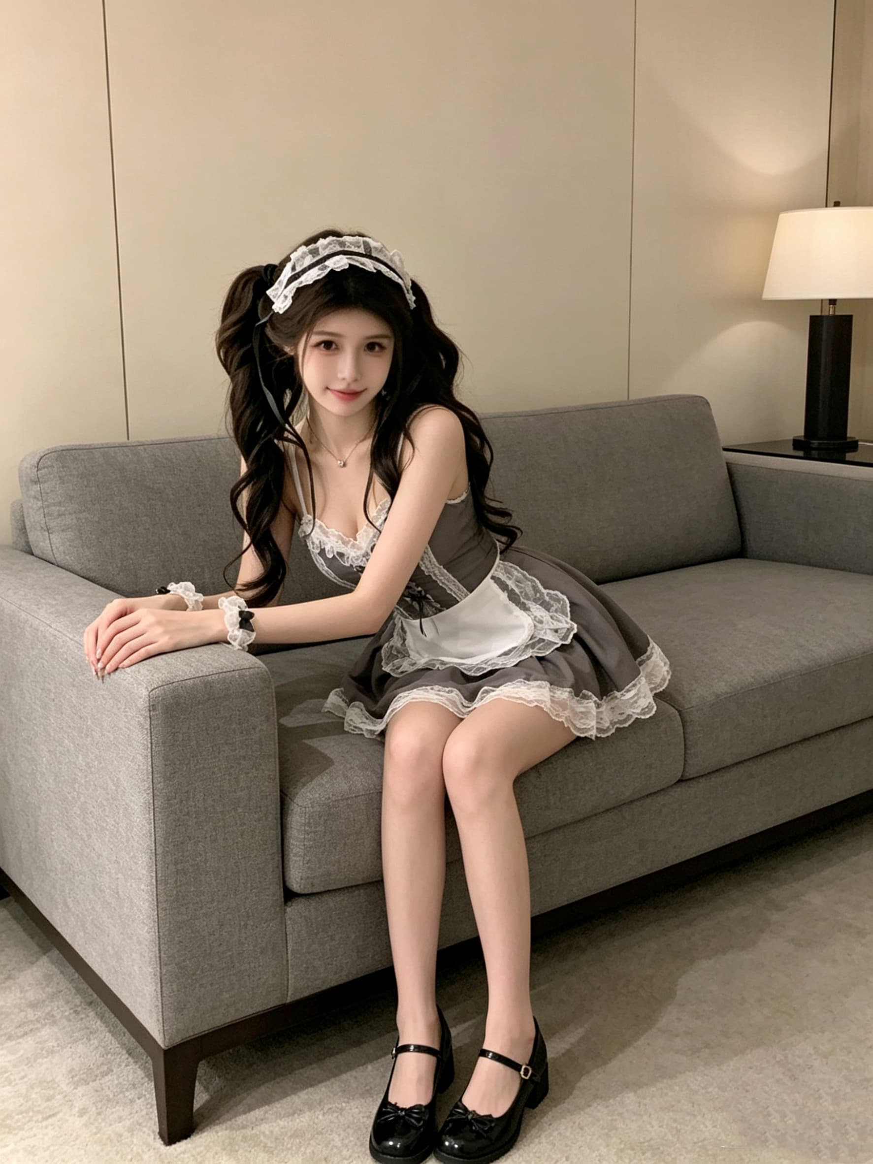 실사 순수한 욕망 귀여운 핫걸 수리 허리 슬립 초단 섹시함 여성 드레스 상세 이미지 11