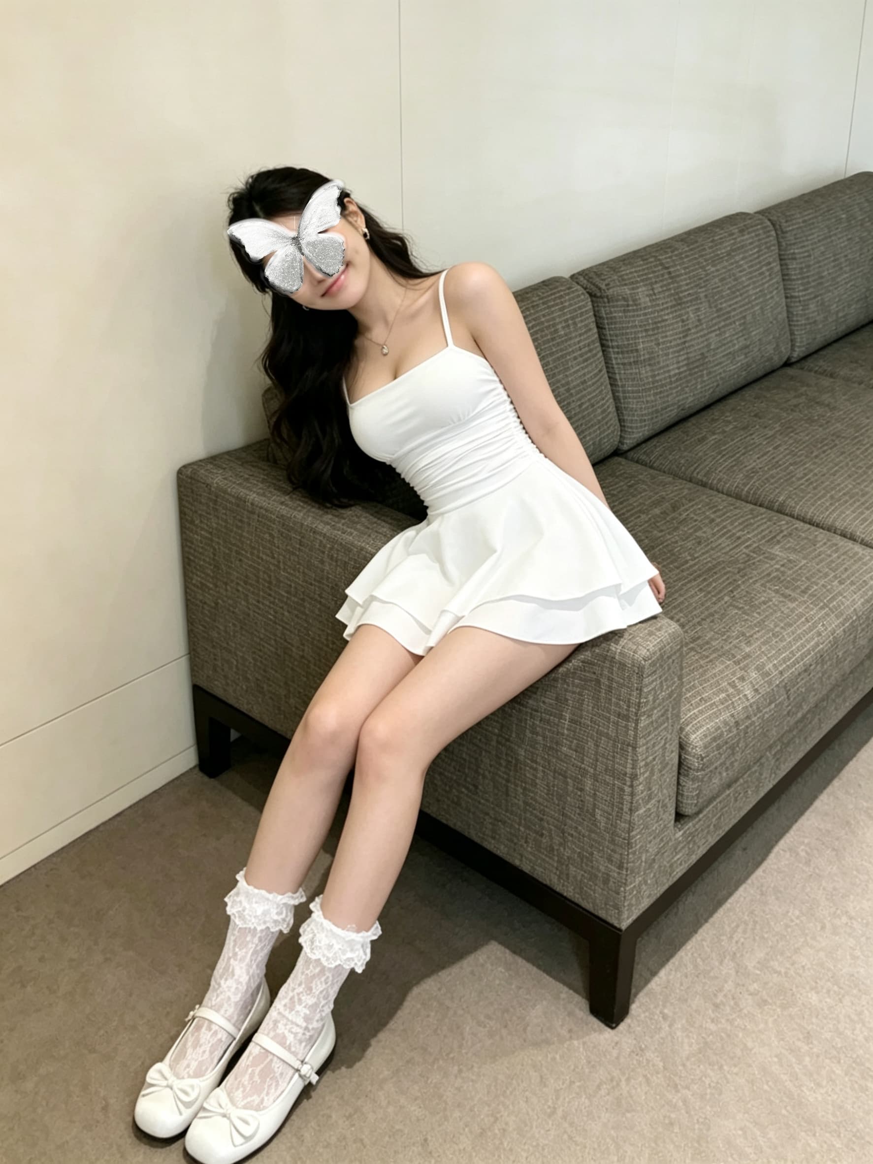 실사 순수한 욕망 화이트 슬립 프릴 몸매 가꾸기 큰 진자 미니멀리즘 섹시함 여성 드레스 상세 이미지 2