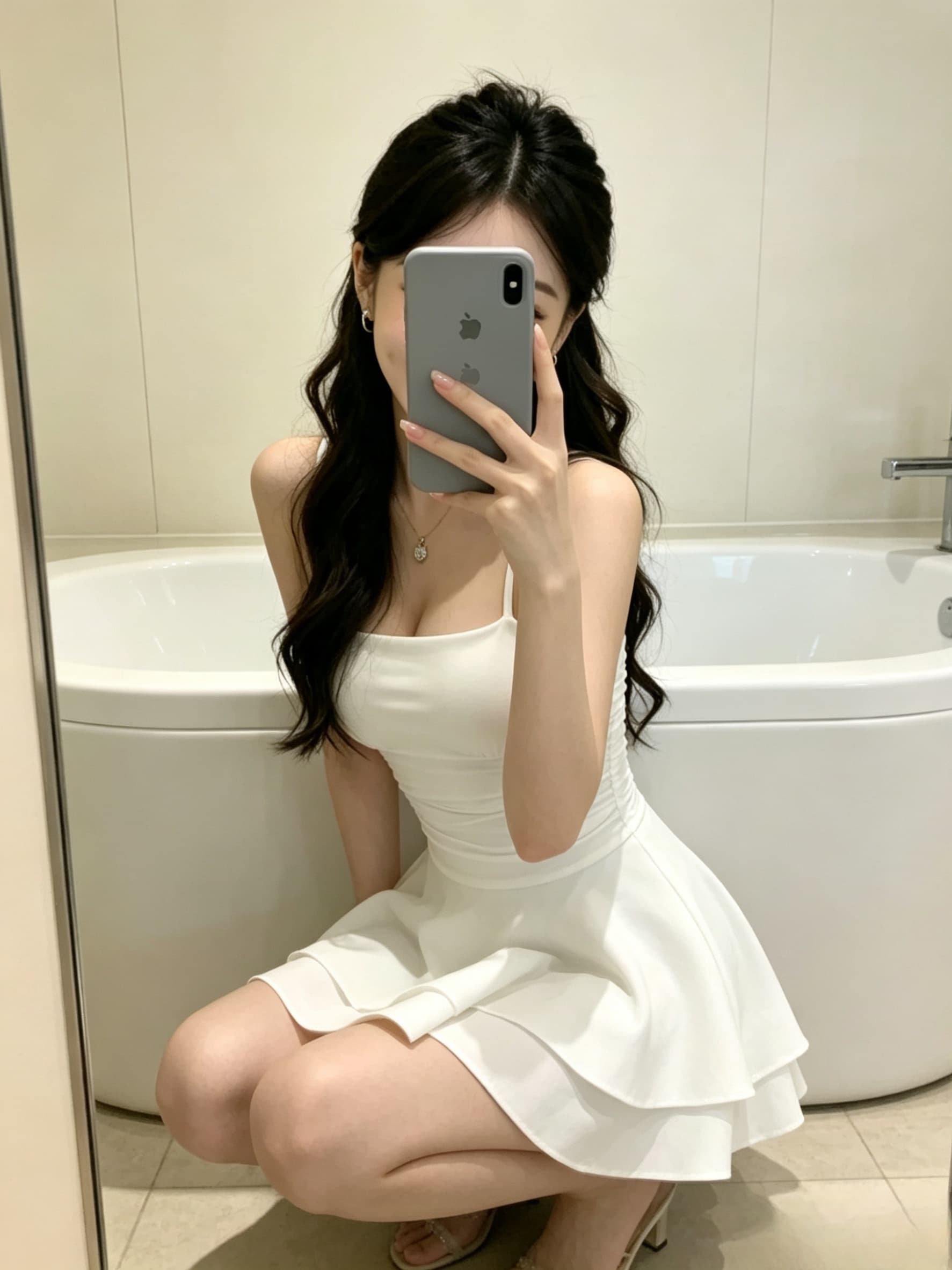 실사 순수한 욕망 화이트 슬립 프릴 몸매 가꾸기 큰 진자 미니멀리즘 섹시함 여성 드레스 상세 이미지 15