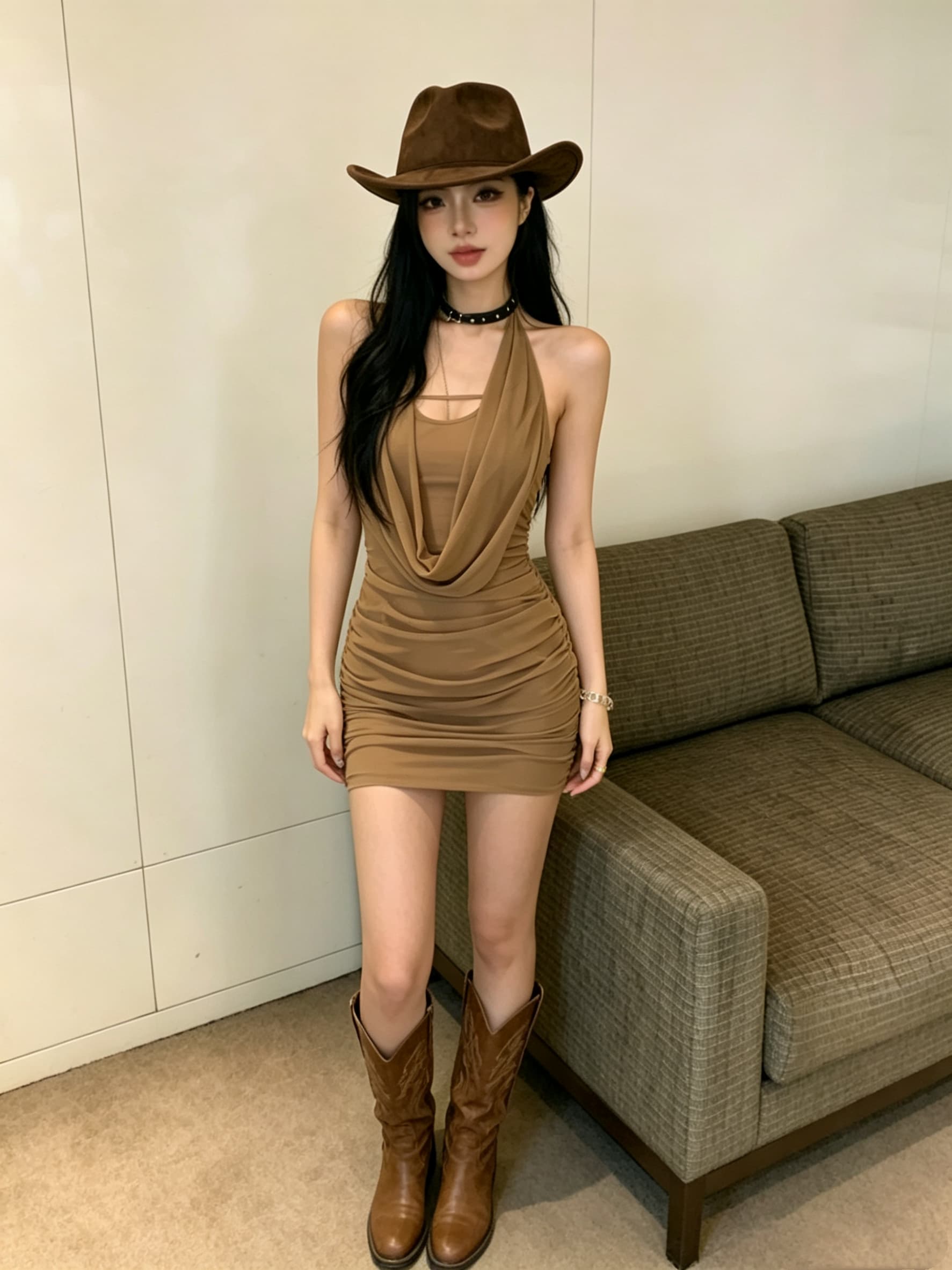 실사 섹시함 행침 목 이중층 망사 몸매 가꾸기 타이트 스커트 핫걸 여성 드레스 상세 이미지 13