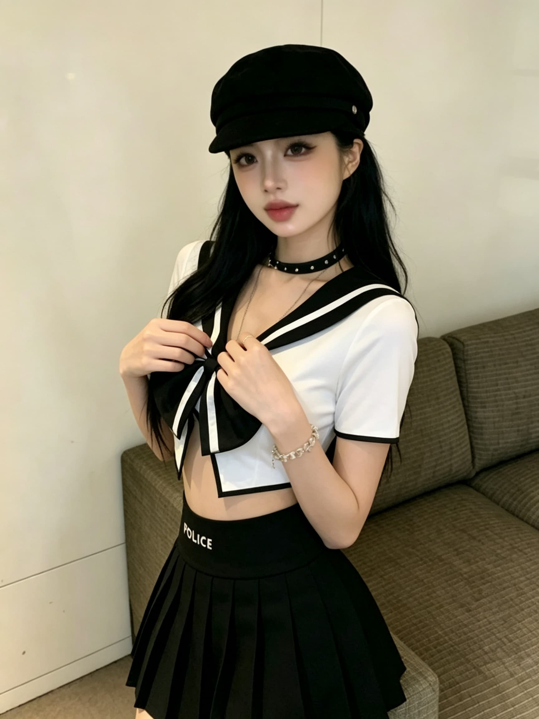 실사 섹시함 학원 스타일 초단 세트 패션 투피스 세트 여성 의류 상세 이미지 6