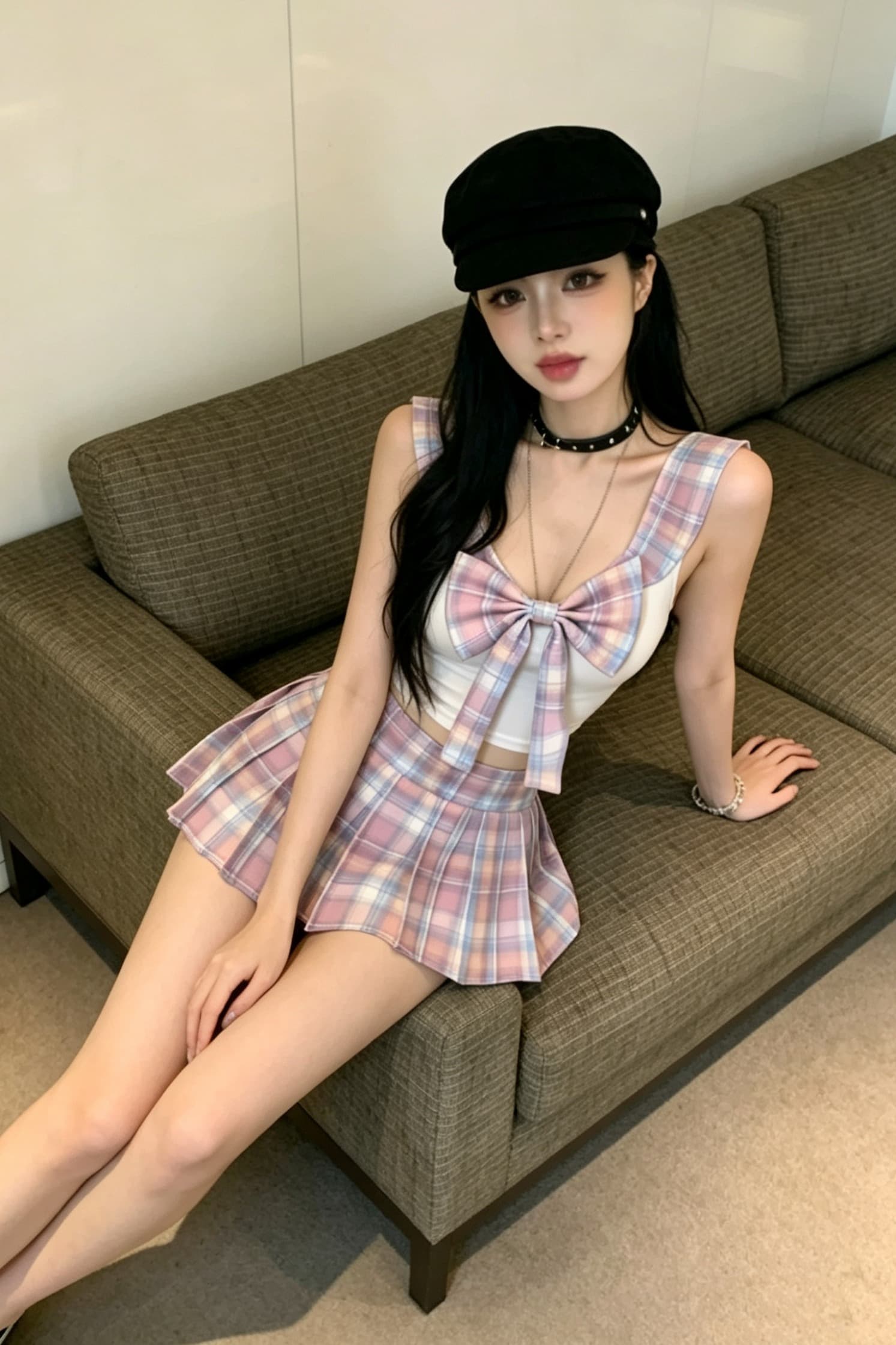 실사 귀여운 패션 세트 학원 스타일 반바지 초단 스커트 jk 유니폼 섹시함 대 백리스 투피스 세트 이미지 6