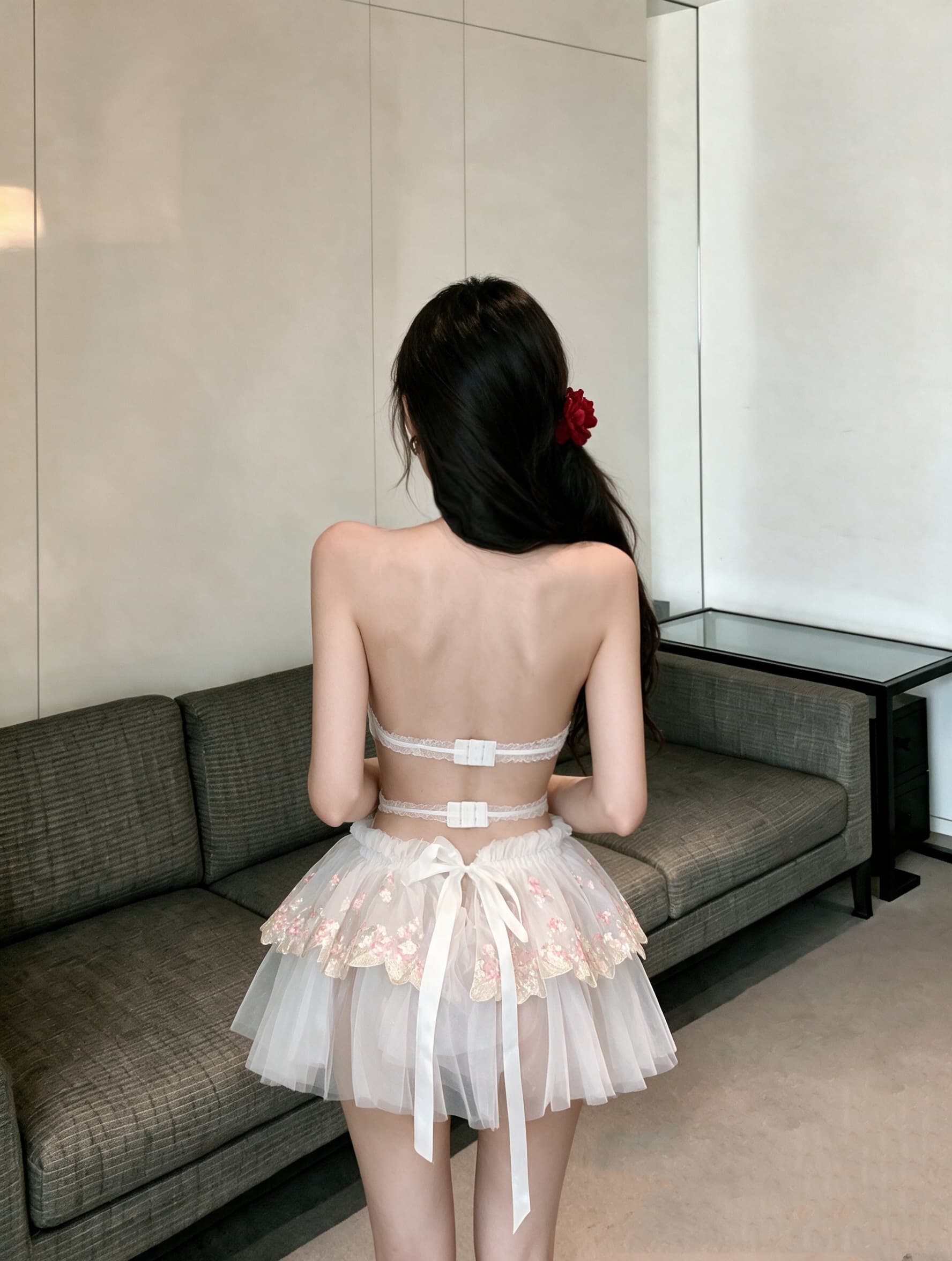 실사 섹시함 핫걸 홀로우 아웃 시스루 패션 백리스 인사이드 가져 가라. 여성 드레스 이미지 3