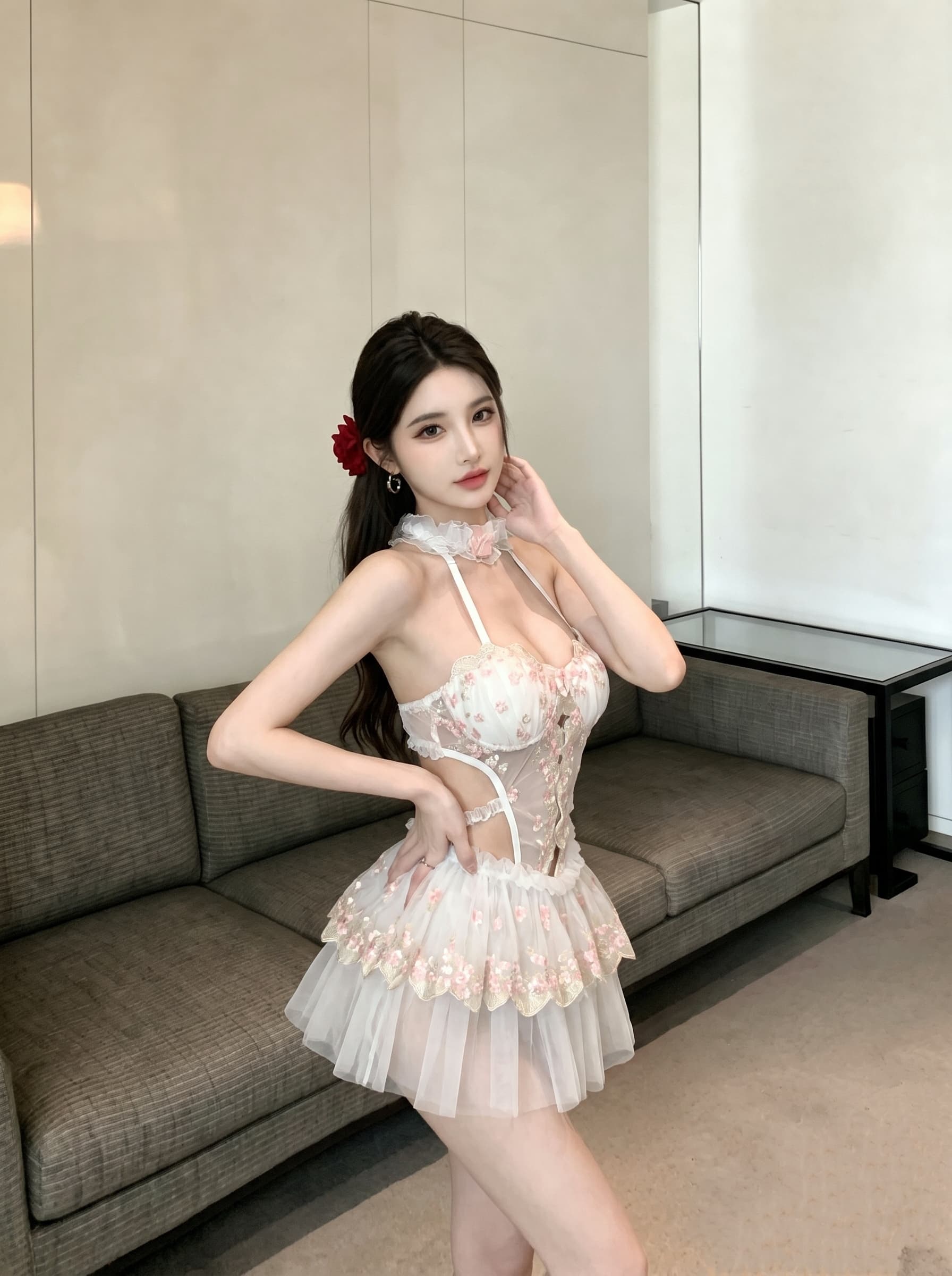 실사 섹시함 핫걸 홀로우 아웃 시스루 패션 백리스 인사이드 가져 가라. 여성 드레스 이미지 4