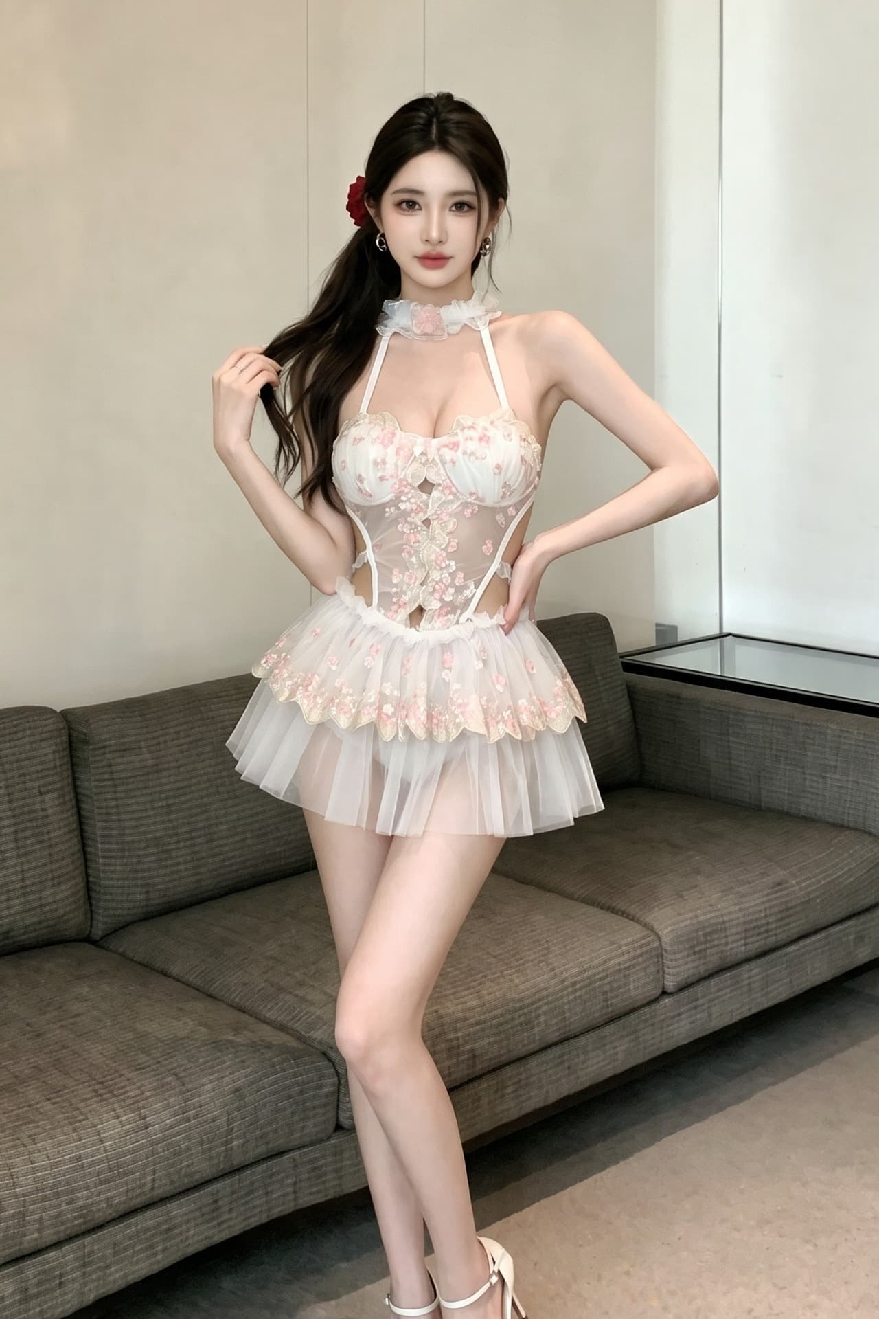 실사 섹시함 핫걸 홀로우 아웃 시스루 패션 백리스 인사이드 가져 가라. 여성 드레스 이미지 5