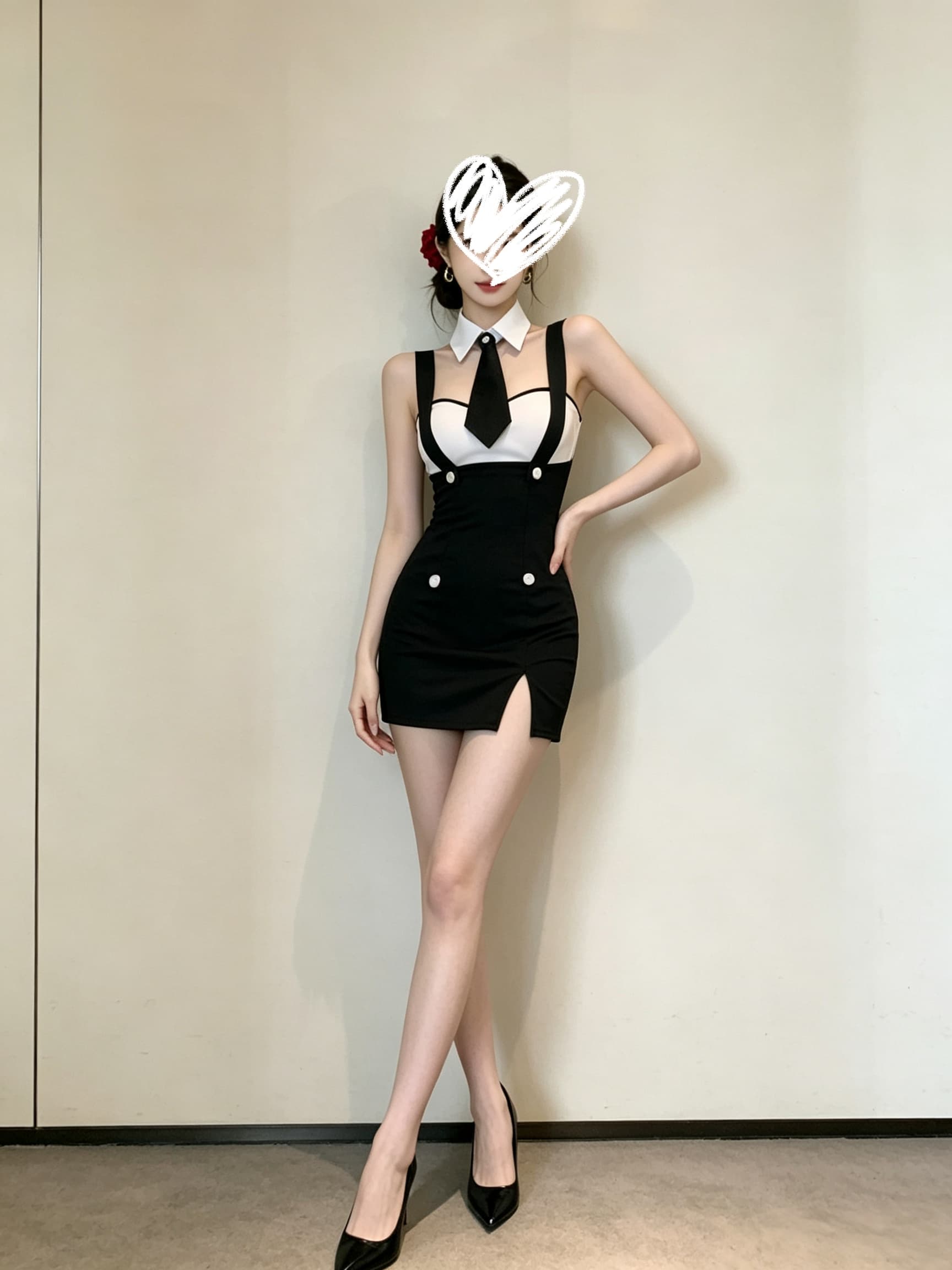 실사 패션 멜빵 몸매 가꾸기 타이트 스커트 섹시함 튜브탑 여성 드레스 이미지 3