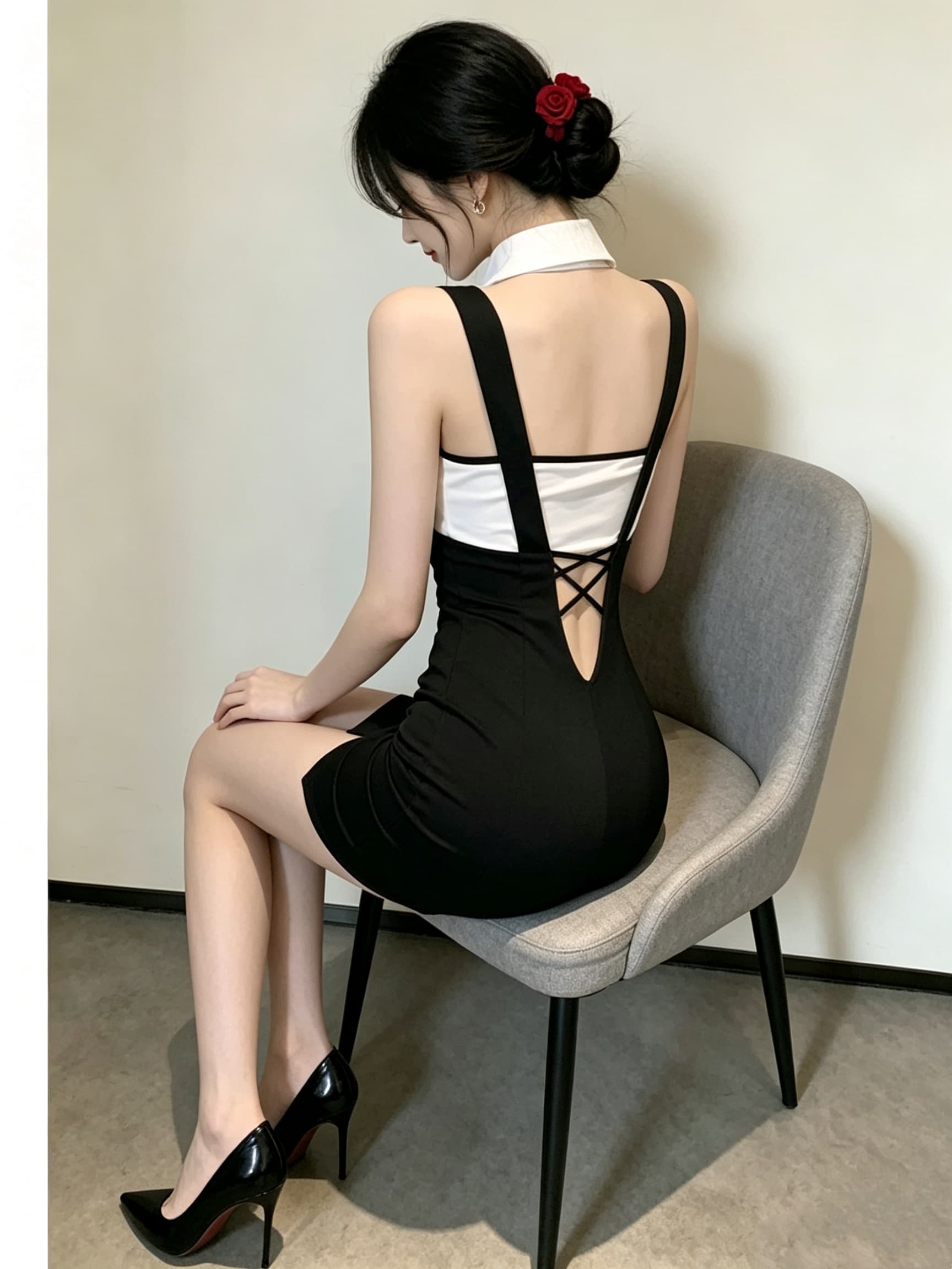 실사 패션 멜빵 몸매 가꾸기 타이트 스커트 섹시함 튜브탑 여성 드레스 상세 이미지 7