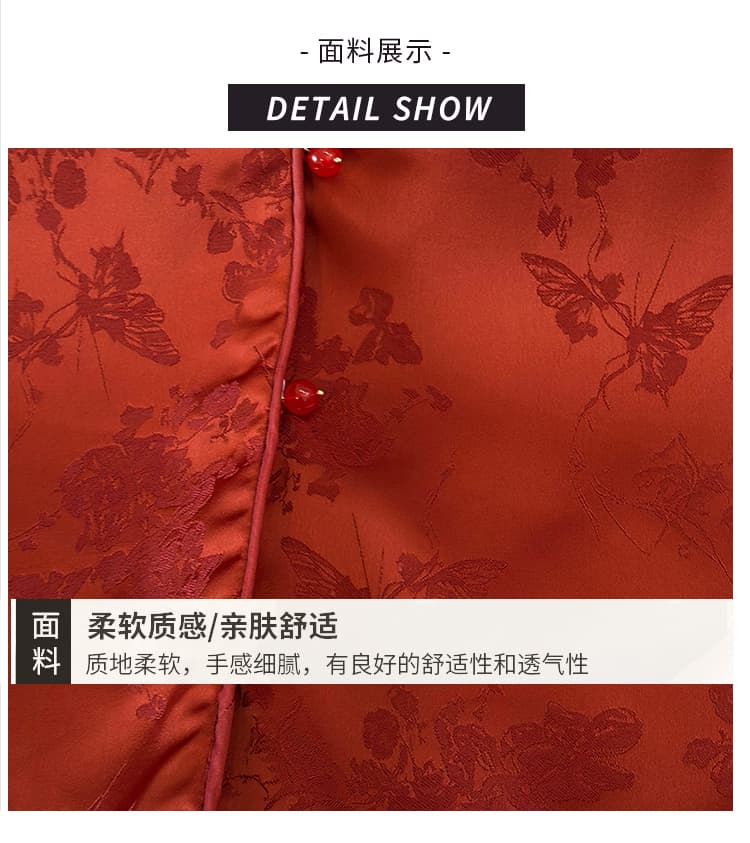 새로운 중식 자카드 단추 양면 착용 품격 다용도 조끼 조끼 우아함 레트로 어깨 상세 이미지 5