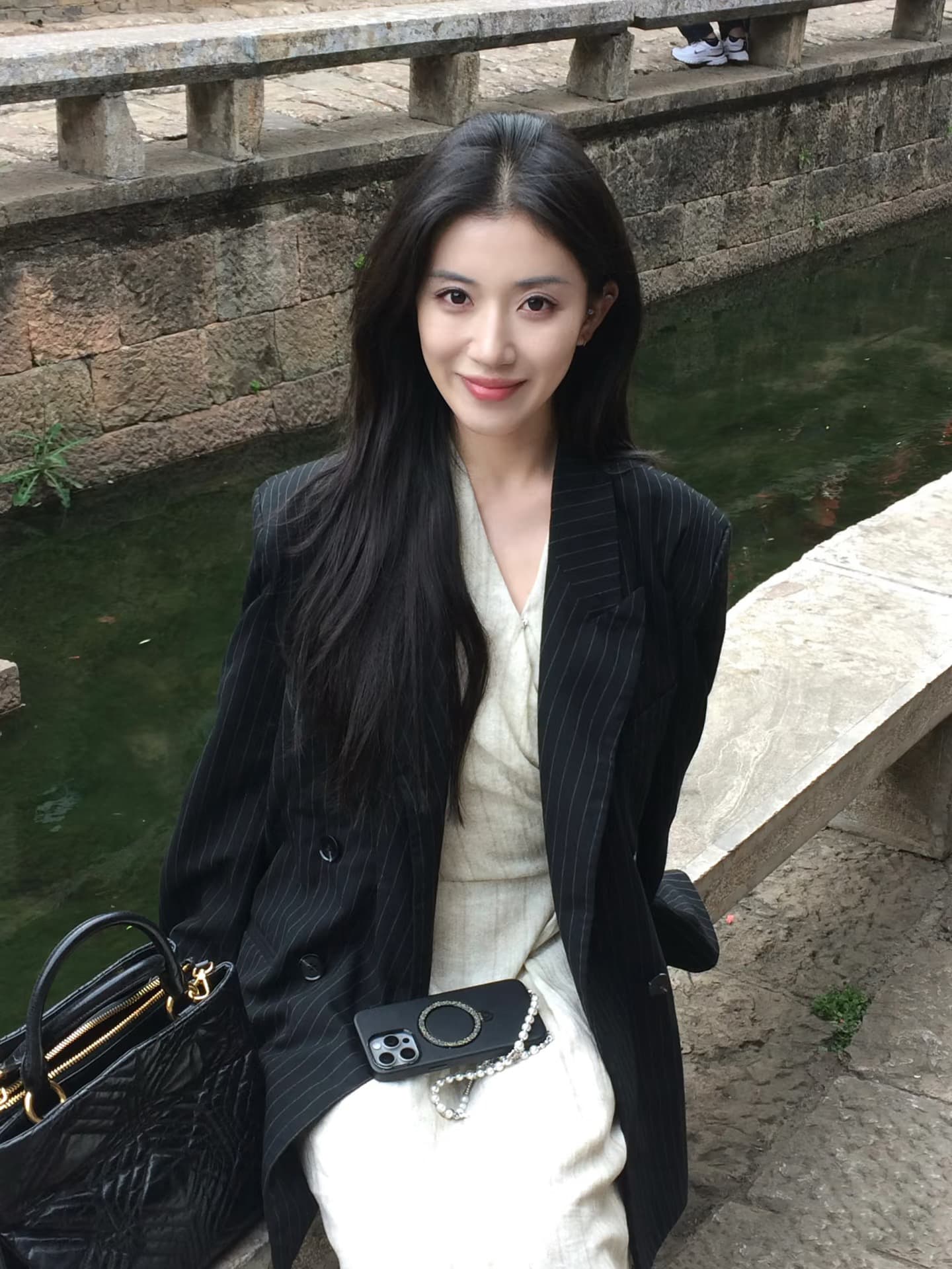스트라이프 품격 품격 정장 캐주얼 정장 단추 카디건 코트 루즈핏 슬림해 보이는 회사원 슬림해 보이는 상세 이미지 2