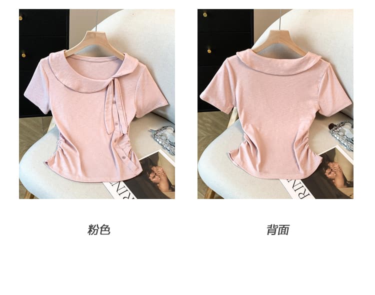 2026 여름 새로운 베이비 칼라 작은 청신 부드러운 바람 반팔 프랑스식 낭만주의 리본 섹션 다용도 슬림해 보이는 맨위 상세 이미지 9