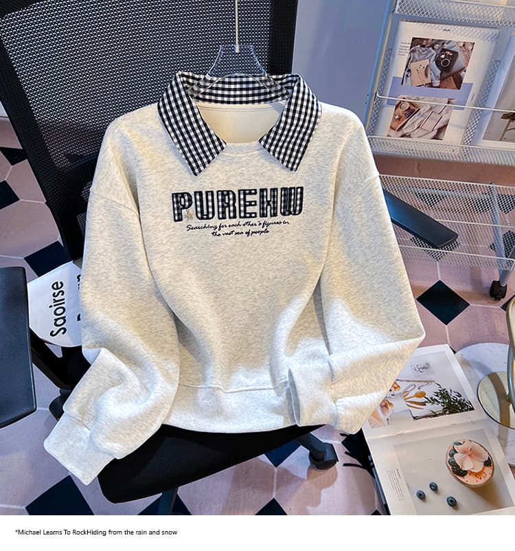 실사 2026 가을 새로운 패션 다용도 POLO 칼라 맨위 작은 청신 문예 팬 루즈핏 슬림해 보이는 후드티 상세 이미지 23