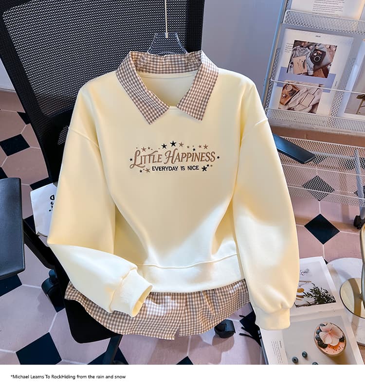 2026 가을 새로운 POLO 칼라 페이크 레이어드 패치워크 맨위 작은 청신 학원 스타일 슬림해 보이는 다용도 외국 가스 후드티 상세 이미지 16