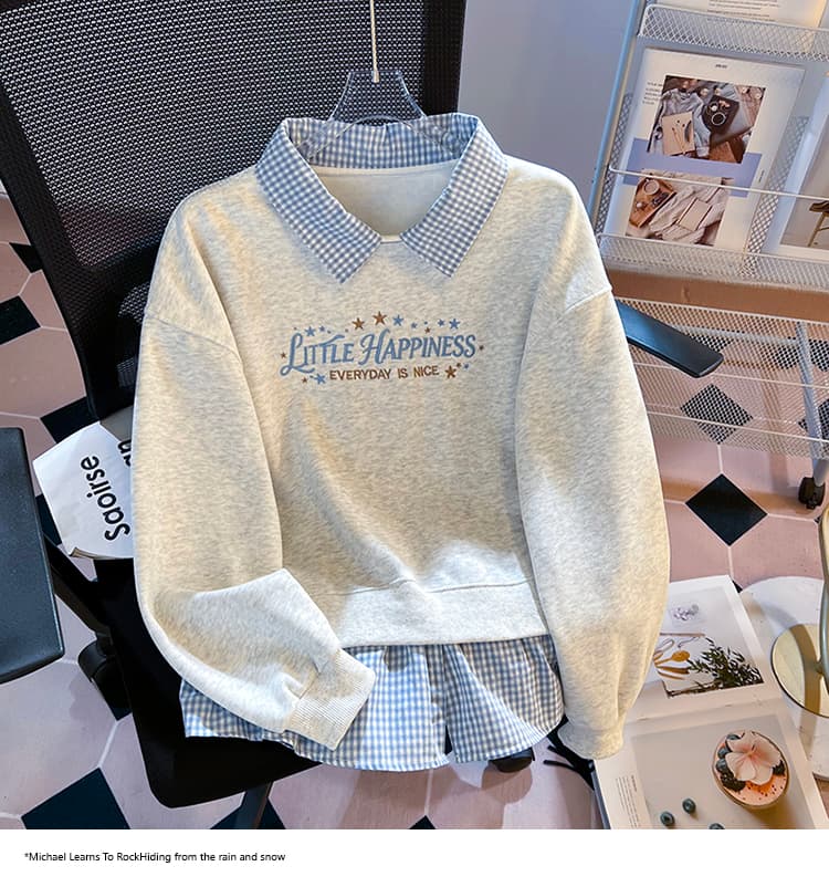 2026 가을 새로운 POLO 칼라 페이크 레이어드 패치워크 맨위 작은 청신 학원 스타일 슬림해 보이는 다용도 외국 가스 후드티 상세 이미지 18