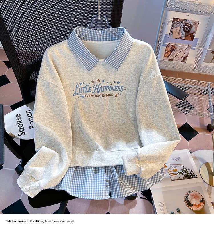 2026 가을 새로운 POLO 칼라 페이크 레이어드 패치워크 맨위 작은 청신 학원 스타일 슬림해 보이는 다용도 외국 가스 후드티 상세 이미지 21