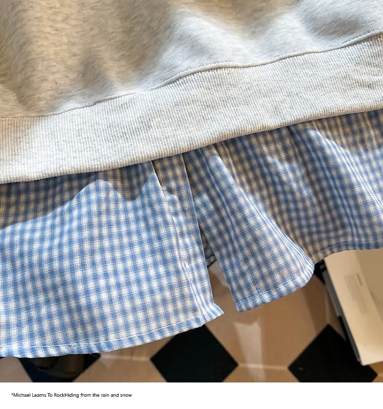 2026 가을 새로운 POLO 칼라 페이크 레이어드 패치워크 맨위 작은 청신 학원 스타일 슬림해 보이는 다용도 외국 가스 후드티 상세 이미지 37