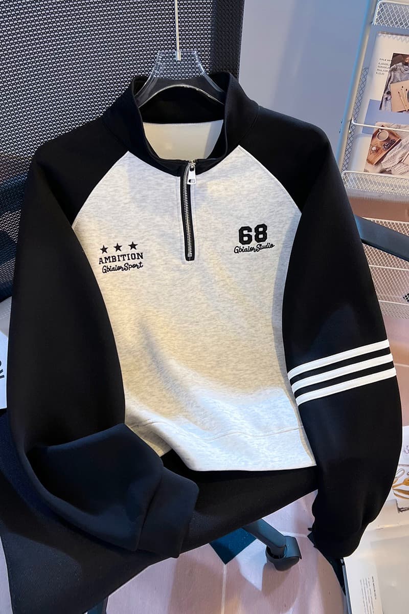 실사 2026 가을 새로운 POLO 칼라 작은 청신 문예 팬 다용도 루즈핏 패션 자수 디자인 센스 후드티 이미지 6