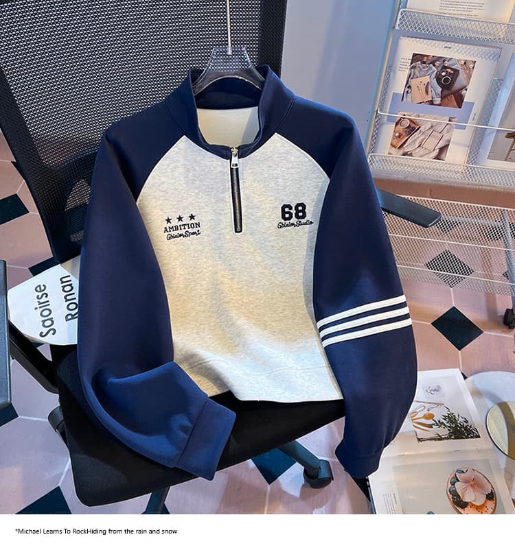 실사 2026 가을 새로운 POLO 칼라 작은 청신 문예 팬 다용도 루즈핏 패션 자수 디자인 센스 후드티 상세 이미지 12