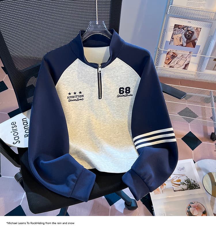 실사 2026 가을 새로운 POLO 칼라 작은 청신 문예 팬 다용도 루즈핏 패션 자수 디자인 센스 후드티 상세 이미지 13