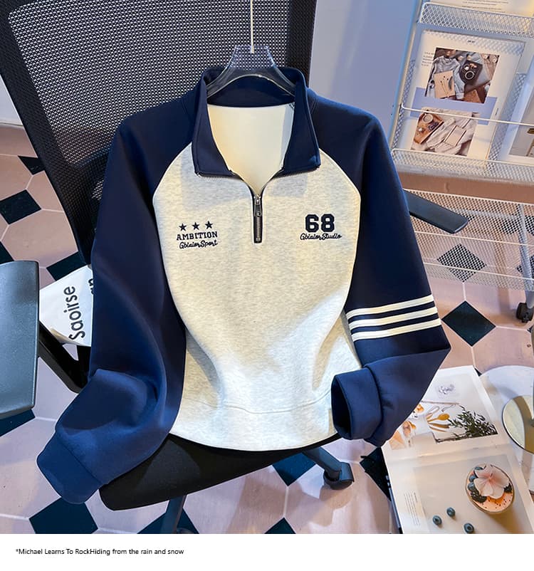 실사 2026 가을 새로운 POLO 칼라 작은 청신 문예 팬 다용도 루즈핏 패션 자수 디자인 센스 후드티 상세 이미지 16