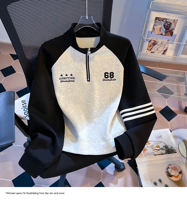 실사 2026 가을 새로운 POLO 칼라 작은 청신 문예 팬 다용도 루즈핏 패션 자수 디자인 센스 후드티 상세 이미지 22