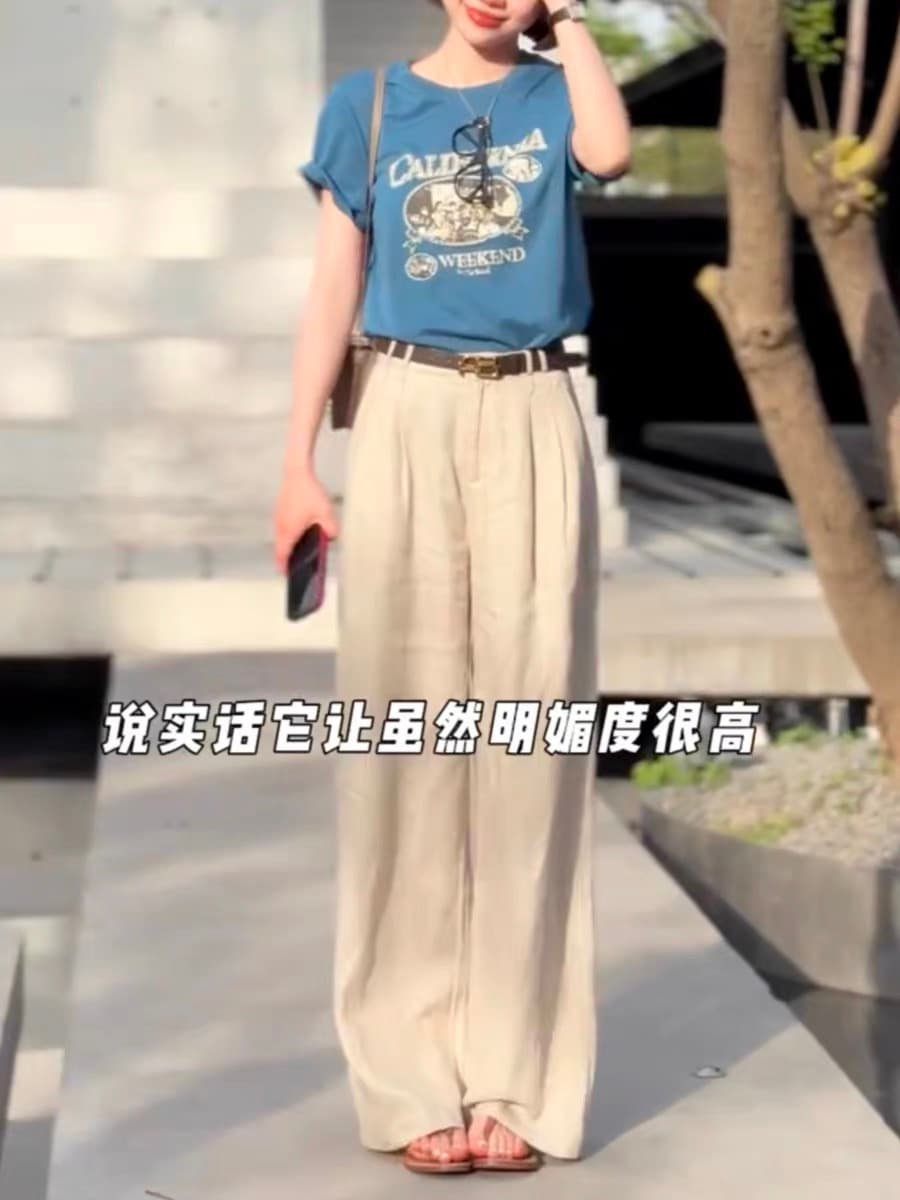 캘리포니아 주 햇빛 여름 새로운 캐주얼 레트로 라운드 넥 프린트 반팔 티셔츠 여성 루즈핏 캐주얼 다용도 맨위 이미지 3