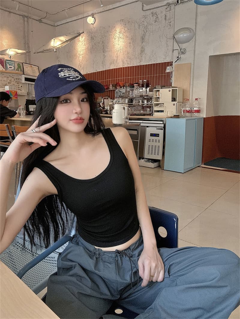 인터넷 유명인 같은 단락 아메리칸 패션 십자가 조끼 여자 칼라 몸매 가꾸기 인사이드 가져 가라. 나만의 것을 가져와 라. 가슴 패드 표지 대리인 우유 아름다움 뒤로 여성 상세 이미지 22