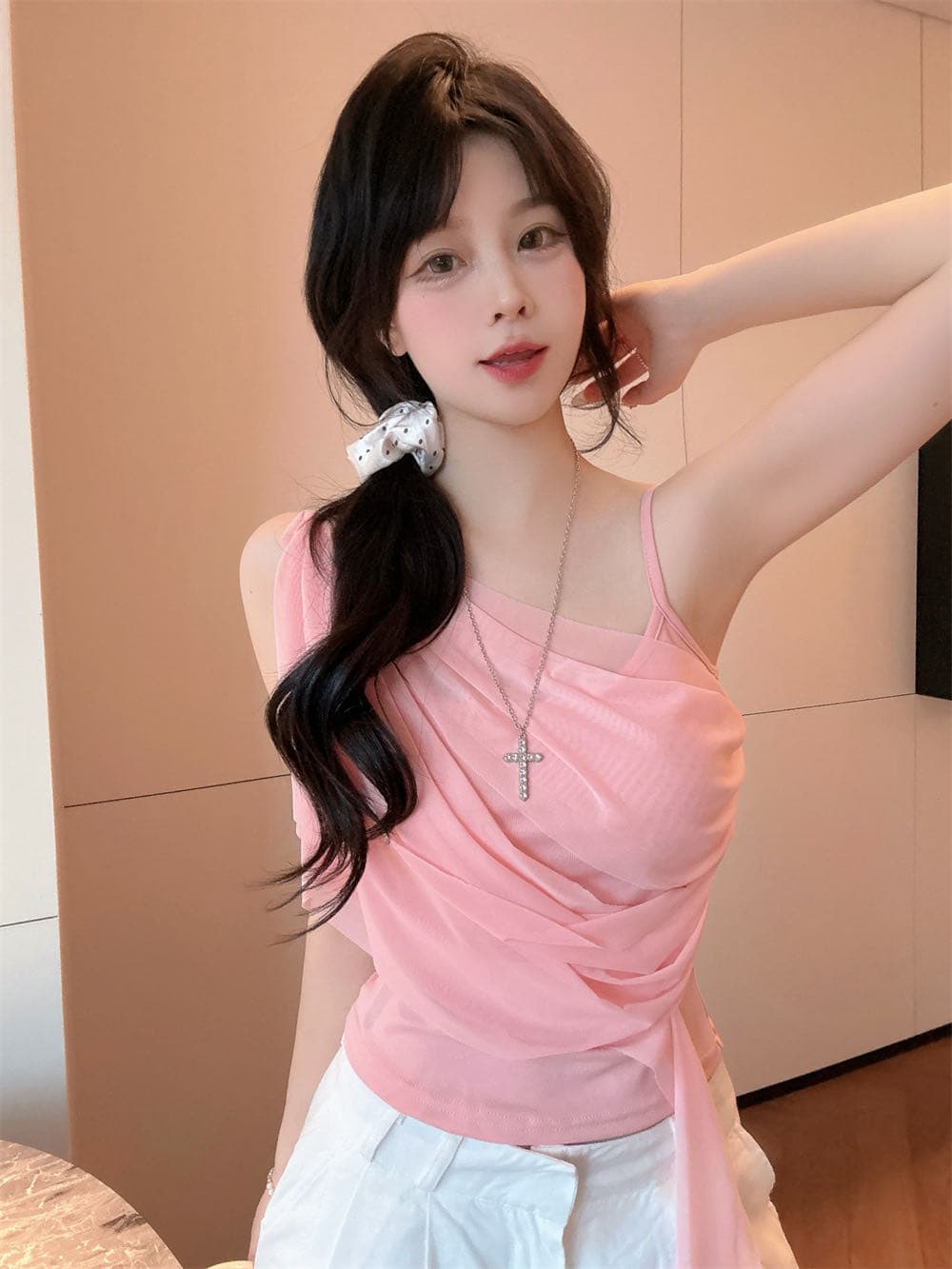 순수한 욕망 바람 디자인 센스 망사 불규칙 패치워크 조끼 슬립 여성 여름 새로운 핫걸 몸매 가꾸기 쇼트 스타일 맨위 상세 이미지 13