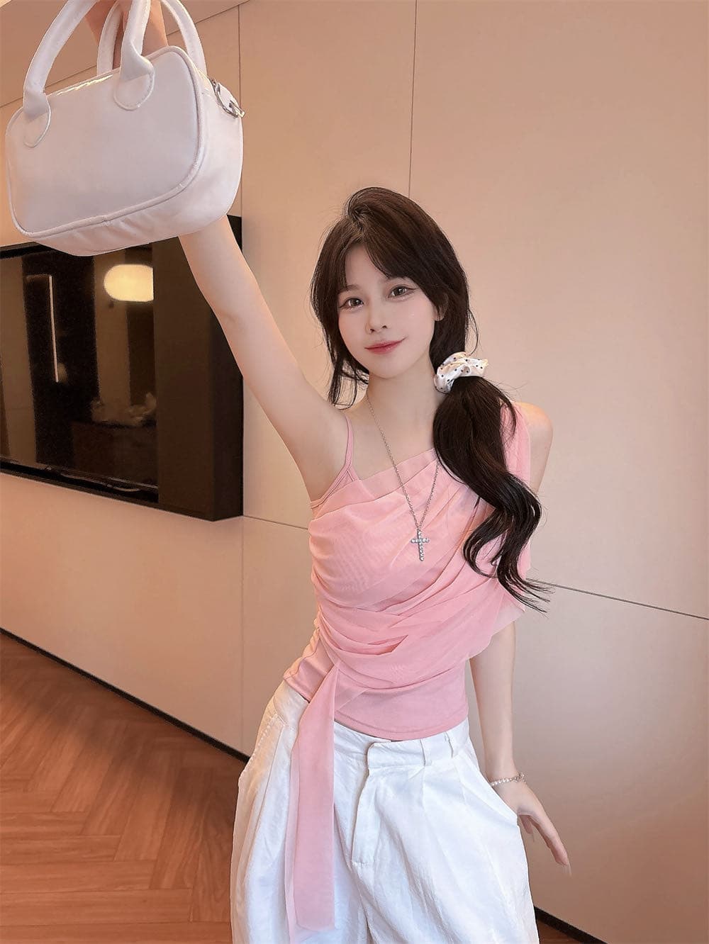 순수한 욕망 바람 디자인 센스 망사 불규칙 패치워크 조끼 슬립 여성 여름 새로운 핫걸 몸매 가꾸기 쇼트 스타일 맨위 상세 이미지 24