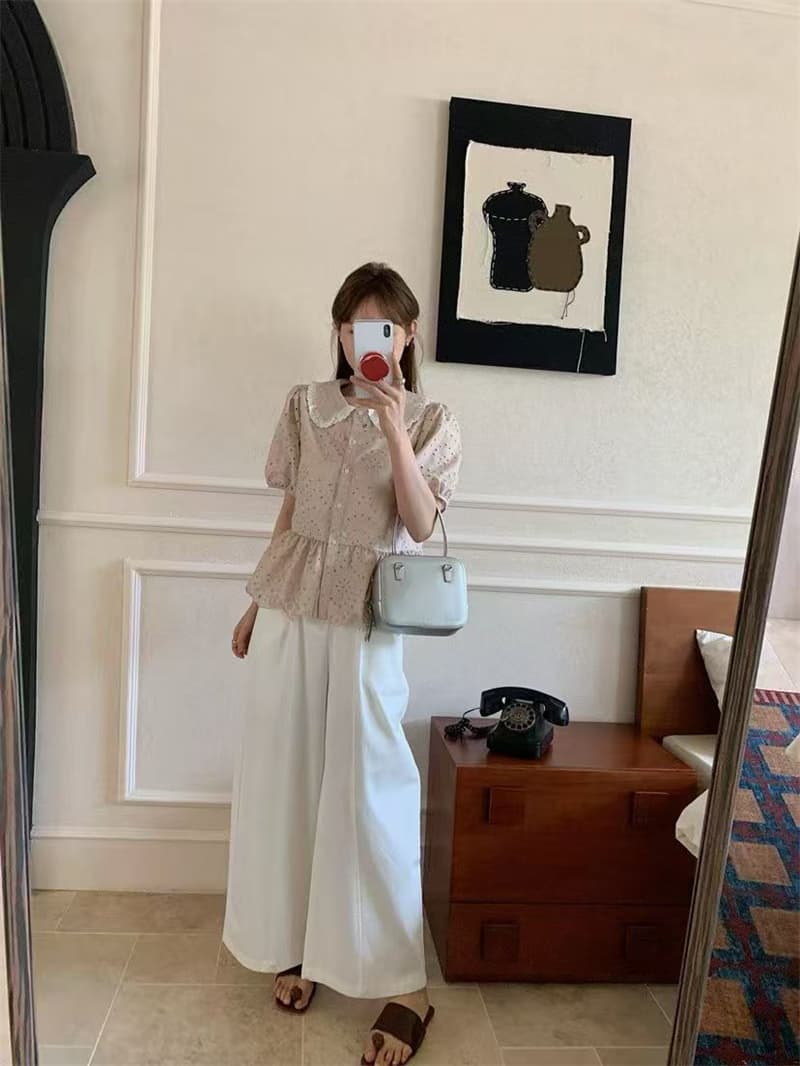 실사 여름 새로운 한 긴팔 꽃 레이스 조각 자수 패션 레이스 셔츠 셔츠 포함 투피스 조끼 상세 이미지 12