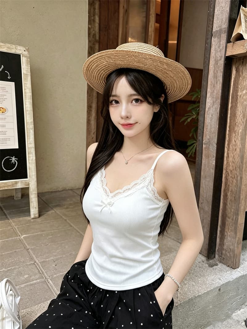 2026 여름 레이스 구덩이 기사 작은 슬링 조끼 여성 벨트 가슴 패드 인사이드 가져 가라. 외출용 몸매 가꾸기 슬림해 보이는 쇼트 스타일 맨위 상세 이미지 29