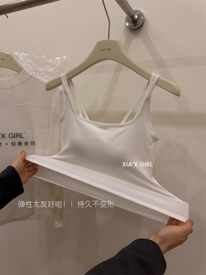 뒤로 홀로우 아웃 십자가 디자인 센스 슬립 여성 벨트 가슴 패드 외출용 인사이드 가져 가라. 쇼트 스타일 몸매 가꾸기 슬림해 보이는 조끼 아름다움 뒤로 상세 이미지 10