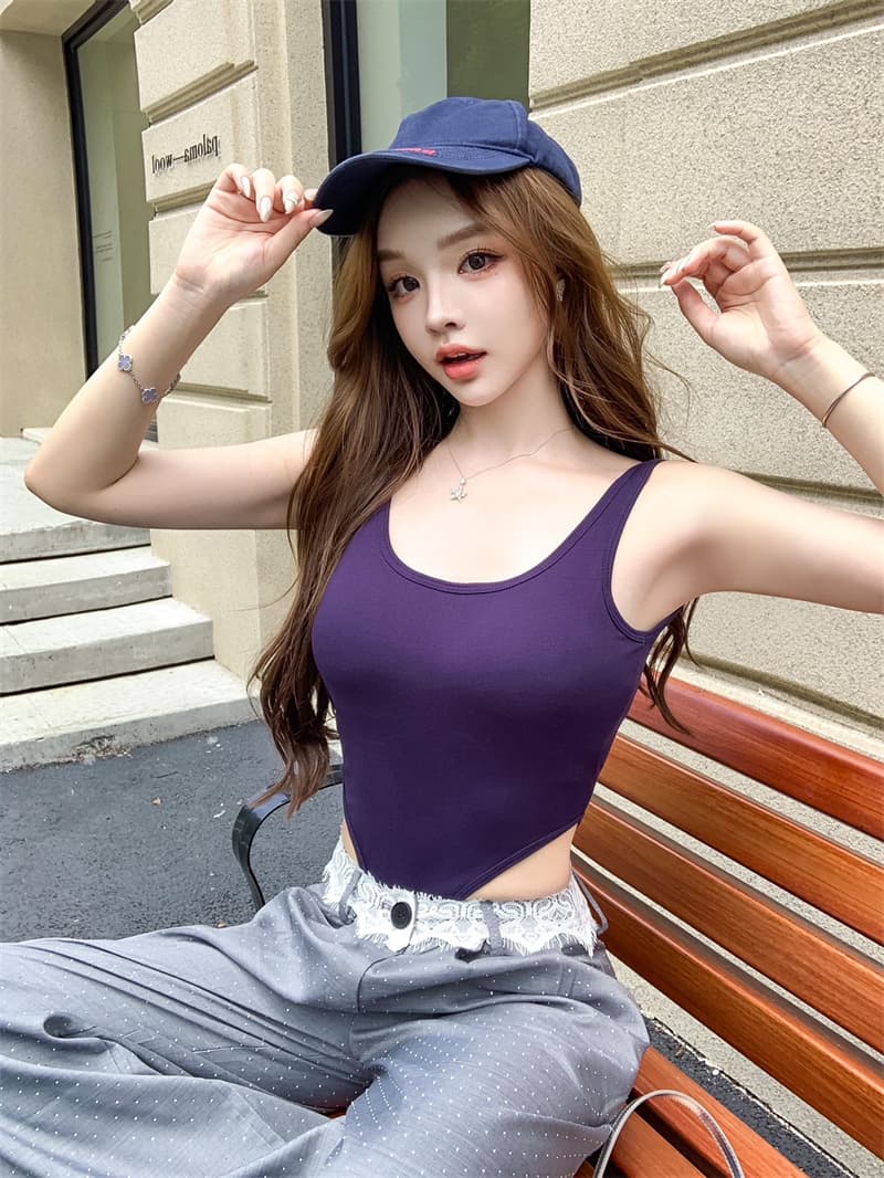 아메리칸 핫걸 순수한 욕망 바람 벨트 가슴 패드 올인원 단색 캐미솔 외출용 여름 인사이드 가져 가라. 만나는 섹시함 맨위 상세 이미지 19