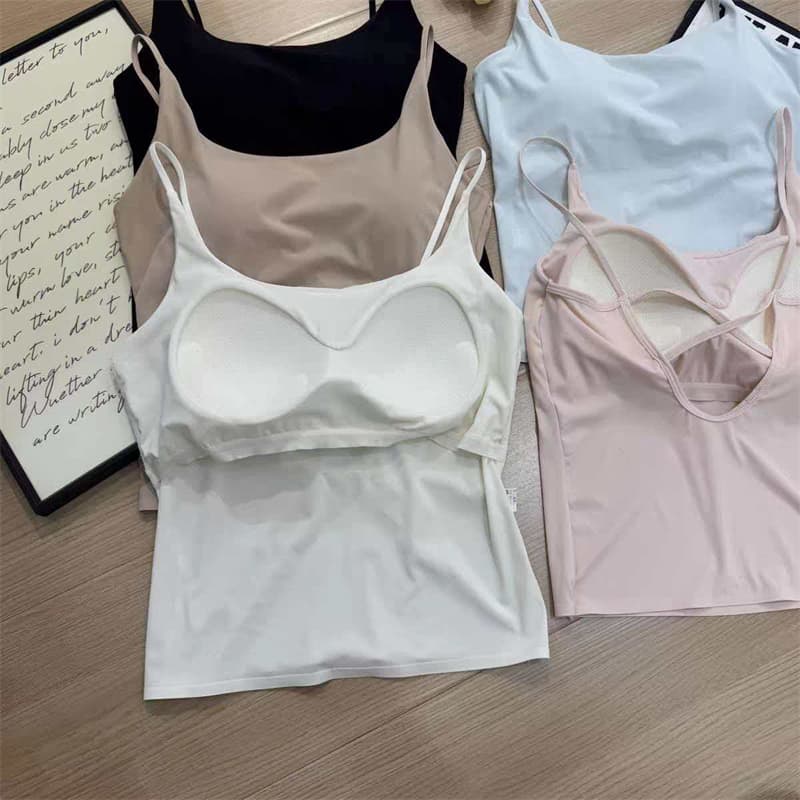 나만의 것을 가져와 라. 가슴 패드 얼음 실크 백리스 캐미솔 없음 흔적 아름다움 뒤로 명중 바닥 어깨끈 알몸의 센스 인사이드 가져 가라. 외출용 트렌디 상세 이미지 3