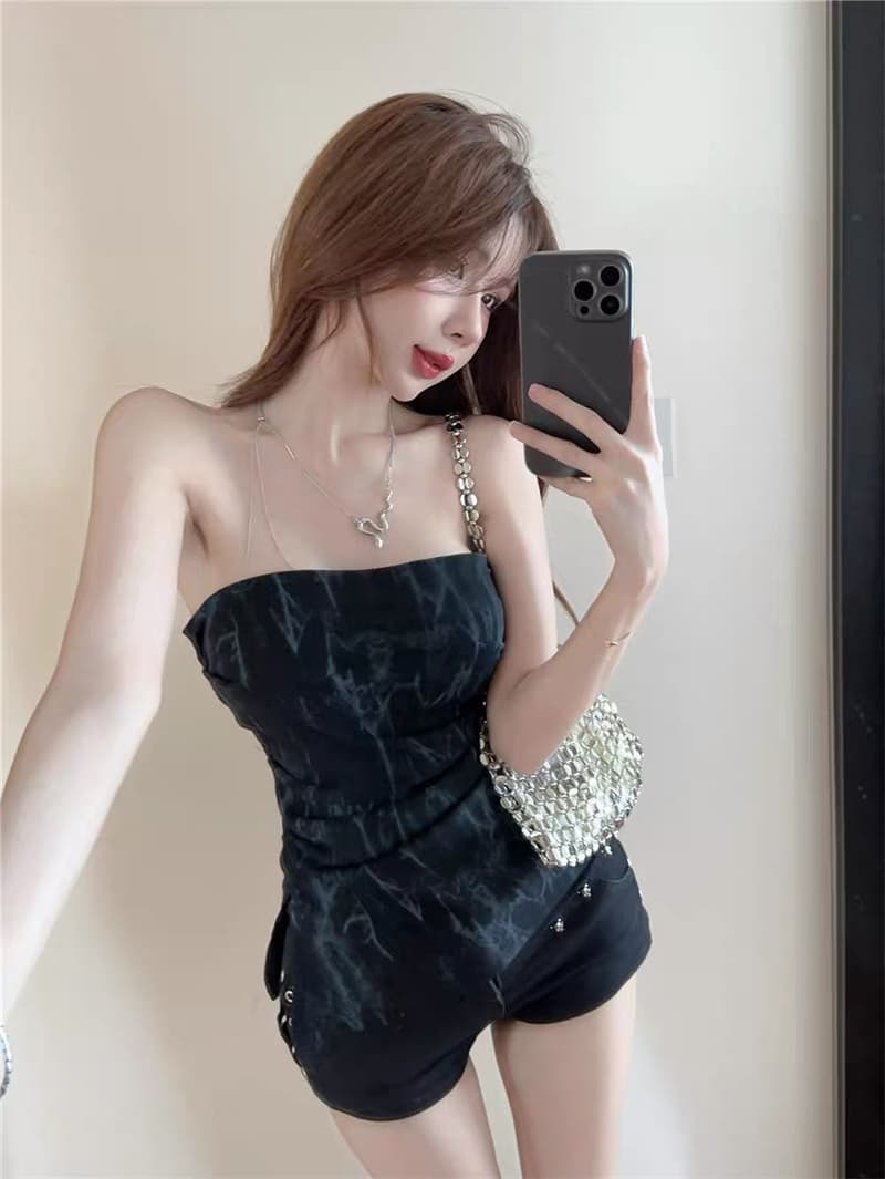 불규칙 트임 캐미솔 여름 태국 사람 스타일 작은 대중 달콤한 핫걸 오프숄더 튜브탑 맨위 포장 가슴 외출용 상세 이미지 15