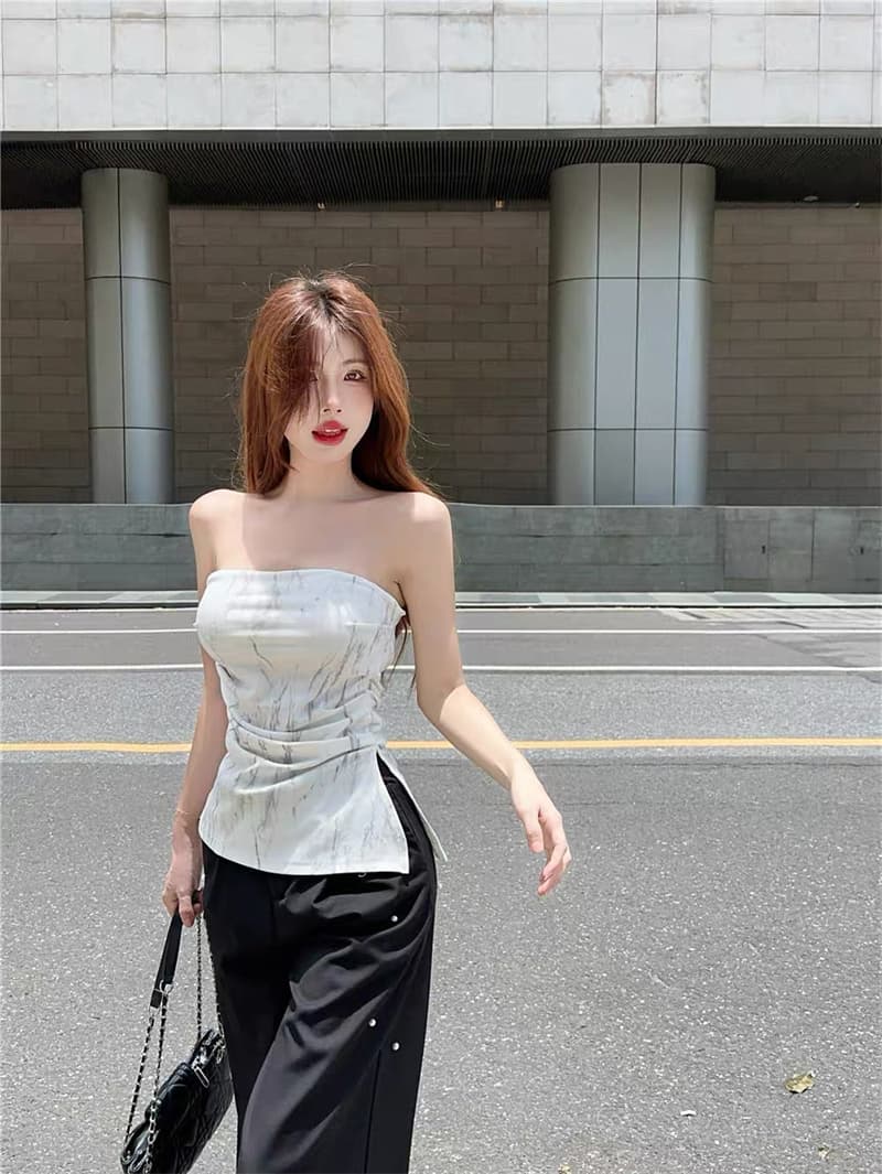 불규칙 트임 캐미솔 여름 태국 사람 스타일 작은 대중 달콤한 핫걸 오프숄더 튜브탑 맨위 포장 가슴 외출용 상세 이미지 28