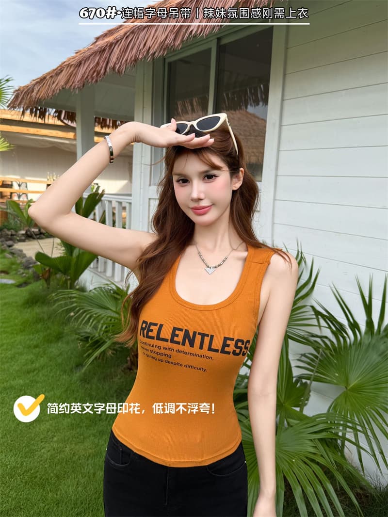 2026 여름 새로운 패션 핫걸 후드 u 칼라 몸매 가꾸기 슬림해 보이는 민소매 조끼 벨트 가슴 패드 민소매 맨위 여성 상세 이미지 20