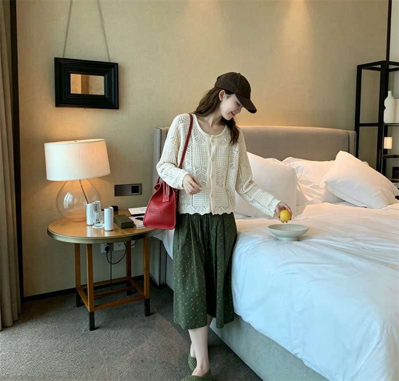 한 부서 패션 품격 다용도 단색 실버 라인 니트 오픈 가디건 여성 가을 여름 새로운 슬림해 보이는 얇은 스타일 긴팔 맨위 상세 이미지 12