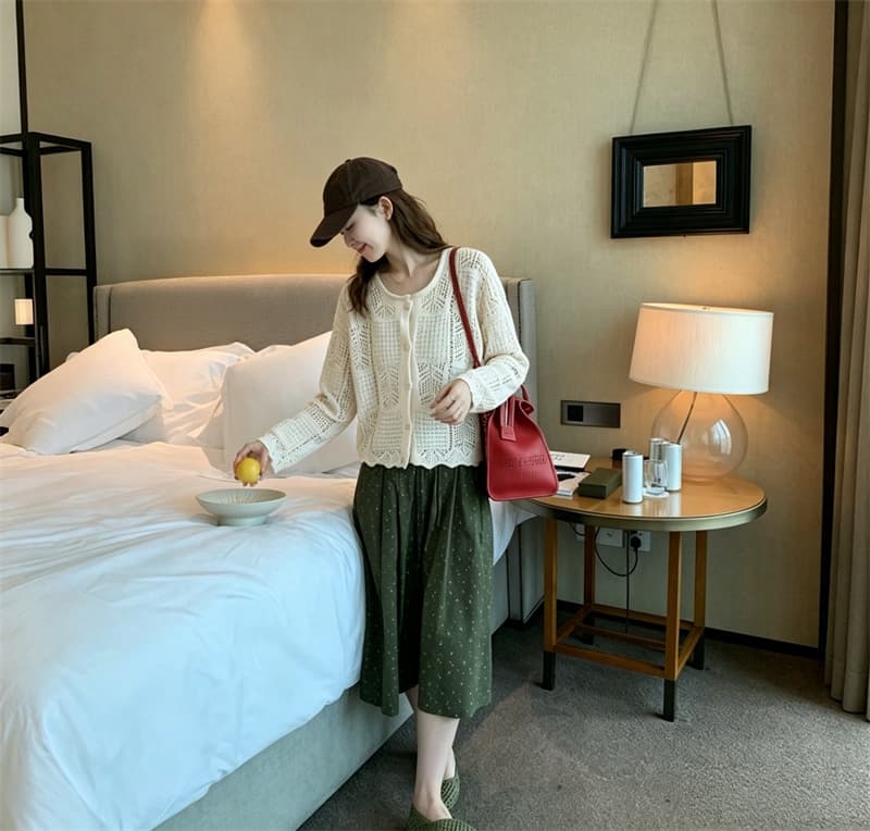 한 부서 패션 품격 다용도 단색 실버 라인 니트 오픈 가디건 여성 가을 여름 새로운 슬림해 보이는 얇은 스타일 긴팔 맨위 상세 이미지 14