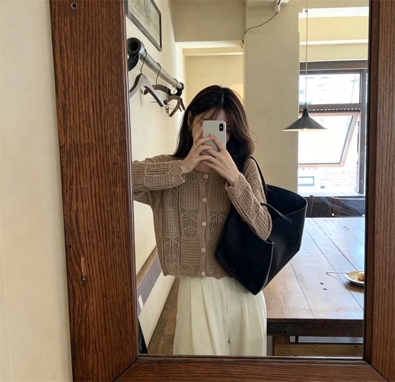한 부서 패션 품격 다용도 단색 실버 라인 니트 오픈 가디건 여성 가을 여름 새로운 슬림해 보이는 얇은 스타일 긴팔 맨위 상세 이미지 32