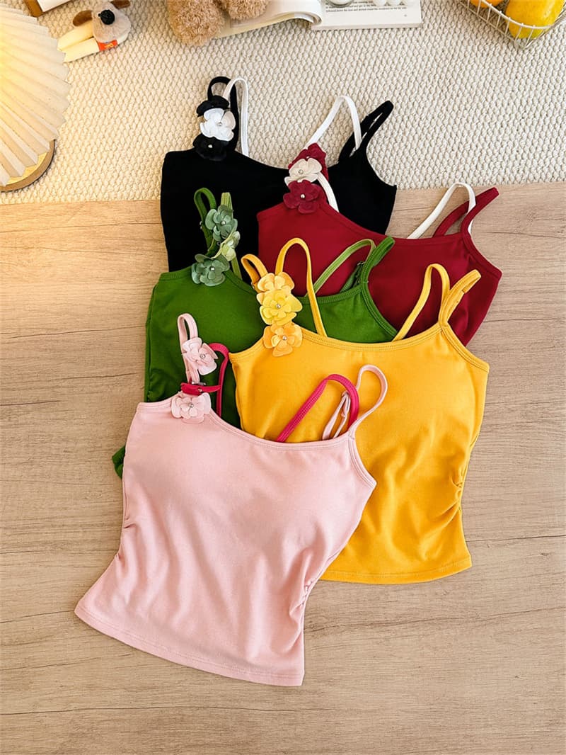 여름 한 부서 꽃 더블 어깨끈 캐미솔 뒤로 나비 매듭 홀로우 아웃 몸매 가꾸기 나만의 것을 가져와 라. 가슴 패드 인사이드 잡아라. 의류 상세 이미지 7