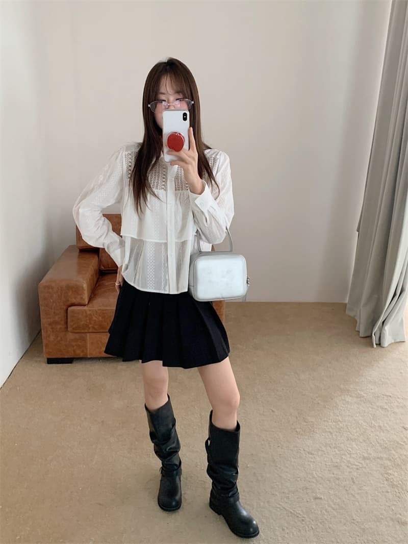 여름 새로운 작은 대중 일본식 패치워크 셔츠 마이크로 ~을 통해 디자인 센스 패션 자수 캐주얼 다용도 반팔 맨위 여성 상세 이미지 8